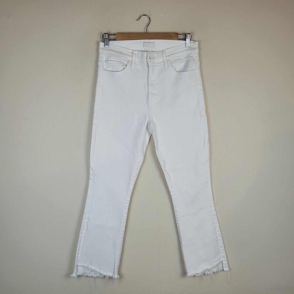Mother Jeans 29 White Denim The Insider Crop Step Fray Fairest Of Them All